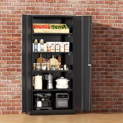 Storage Cabinet shown in the Pure Black, 71''H - 4 Adjustable Shelves option