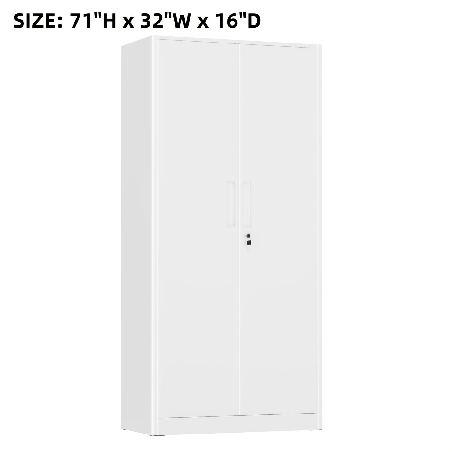 Storage Cabinet shown in the Pure White, 71''H - 4 Adjustable Shelves option