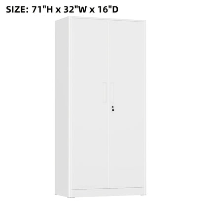Storage Cabinet shown in the Pure White, 71''H - 4 Adjustable Shelves option