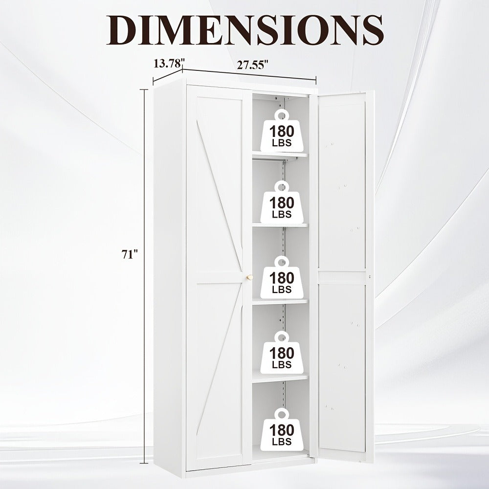 71-Inch Pantry Cabinet with Adjustable Shelves and Multiple Color Options for Kitchen detail image - detail view 4