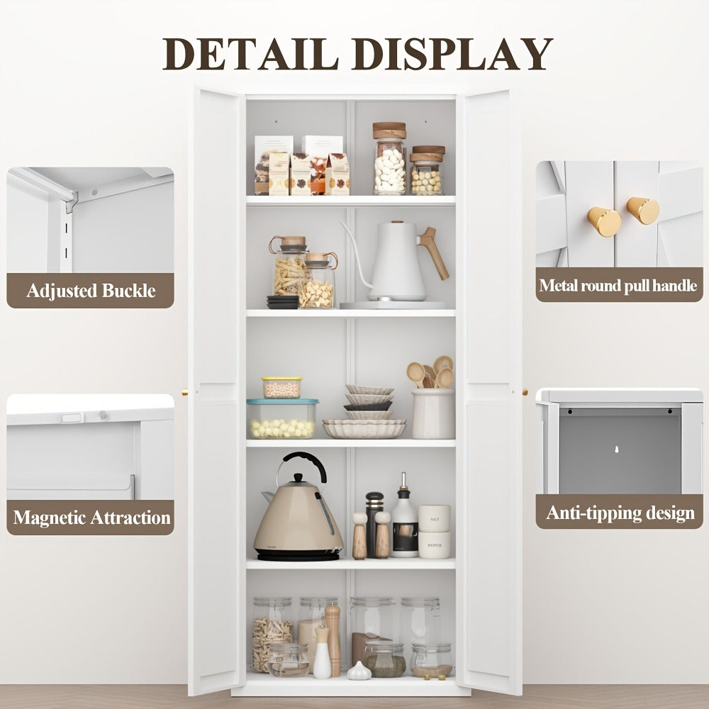 71-Inch Pantry Cabinet with Adjustable Shelves and Multiple Color Options for Kitchen detail image - detail view 9