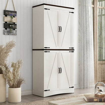 Storage Cabinet, 71" Tall with 4 Doors & Adjustable Shelves, Farmhouse Wood Pantry Cabinet shown in the main product view