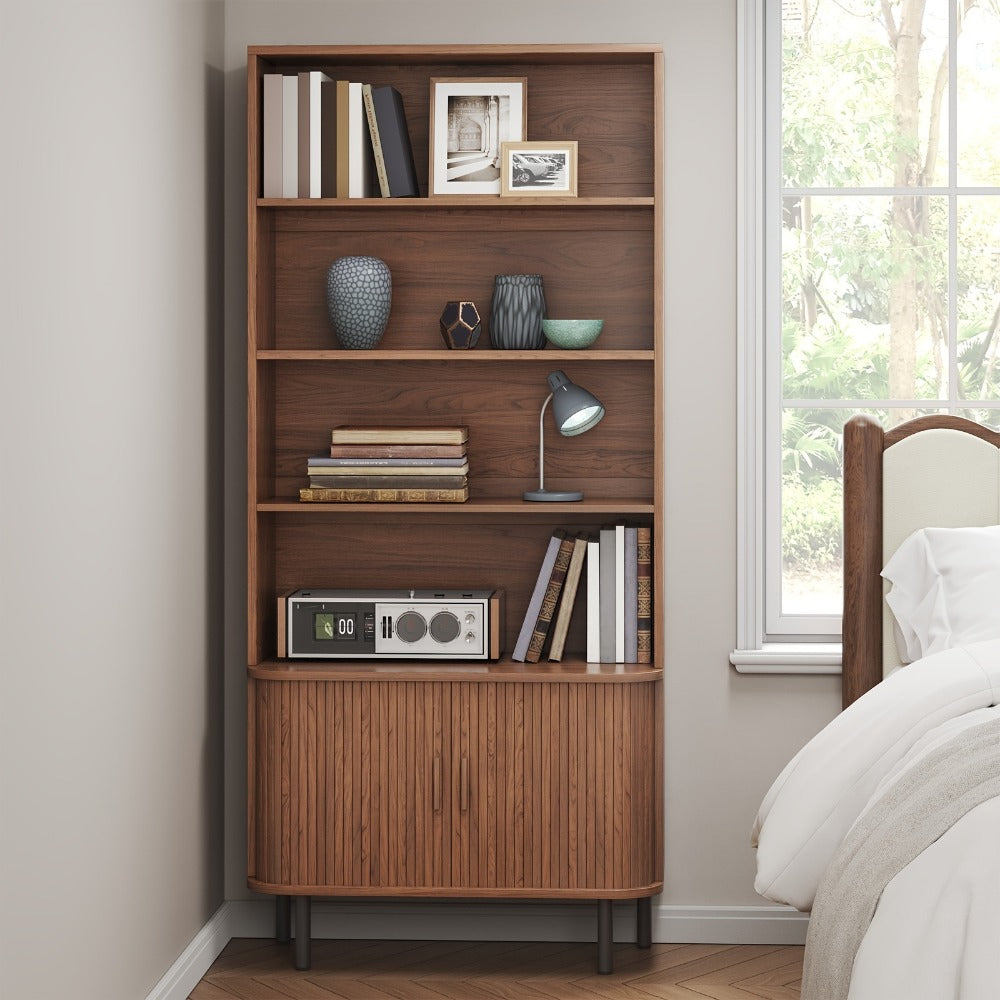 71-Inch Tall Bookcase with Adjustable Shelves and Sliding Doors for Living Room detail image - detail view 19