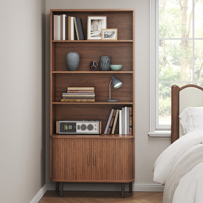 71-Inch Tall Bookcase with Adjustable Shelves and Sliding Doors for Living Room detail image - detail view 19