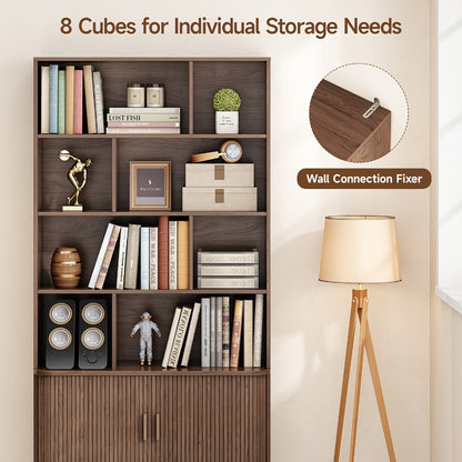 71-Inch Tall Bookcase with Adjustable Shelves and Sliding Doors for Living Room detail image - detail view 26