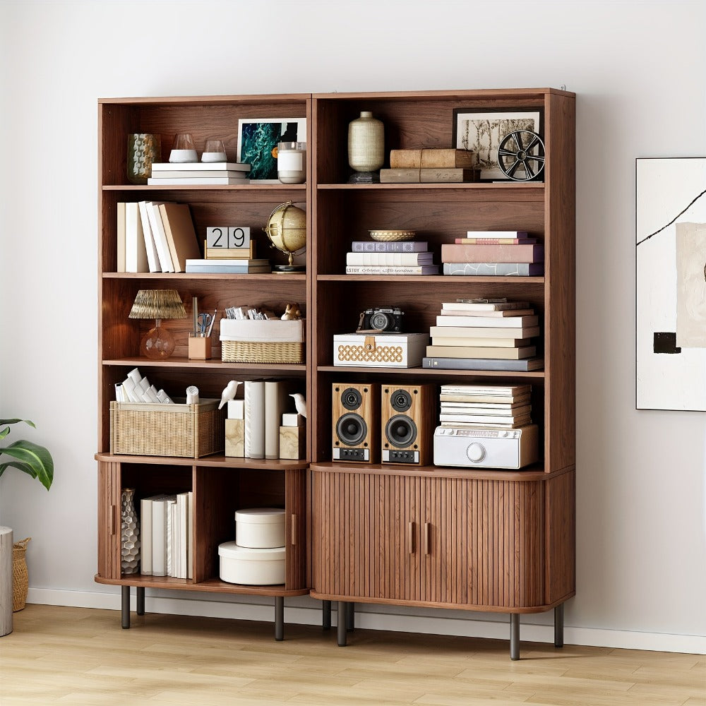 Bookcase, 71 Inch Tall with Sliding Doors 4 Shelves Storage Cabinet Adjustable Shelves shown in the main product view
