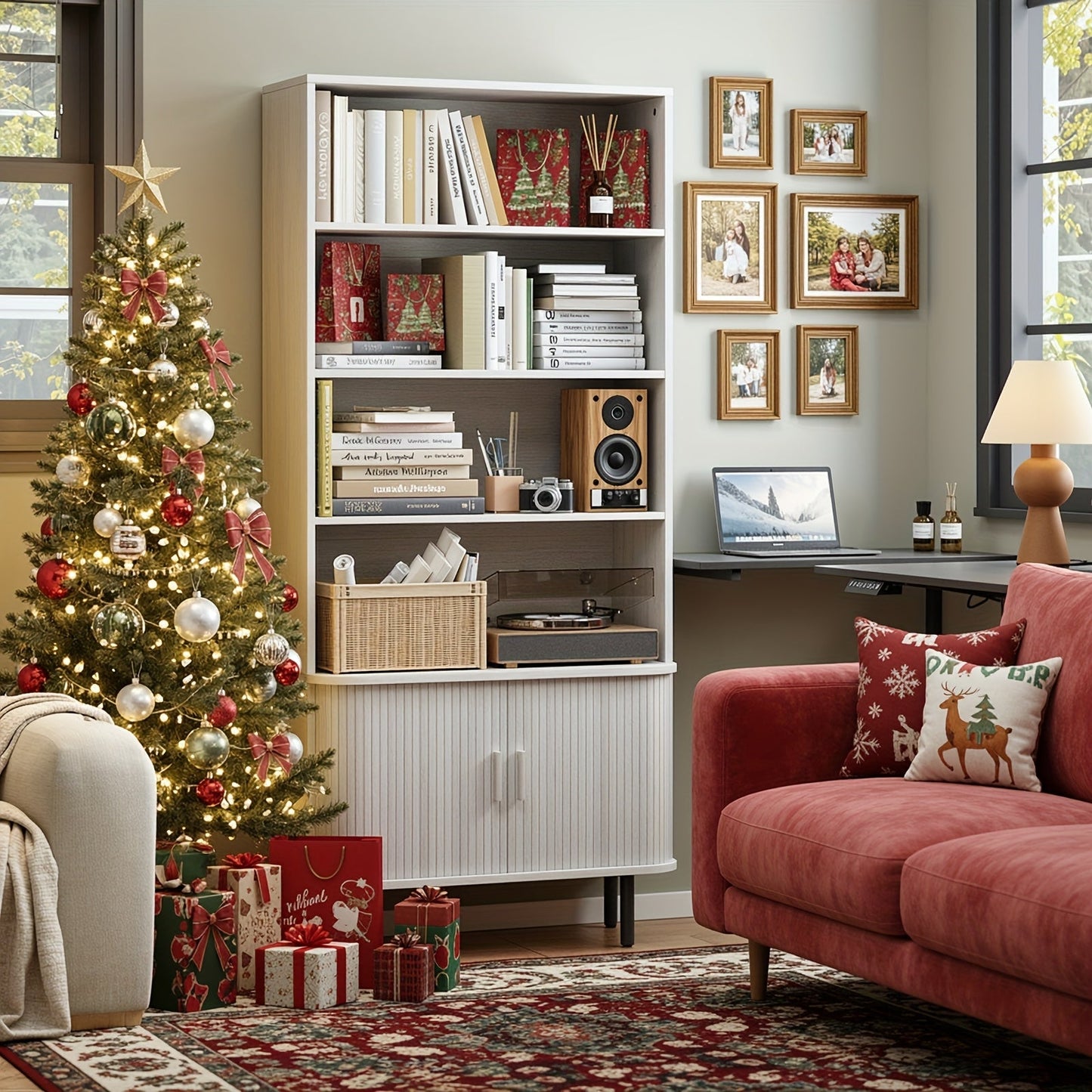 Bookcase shown in the Natural White option