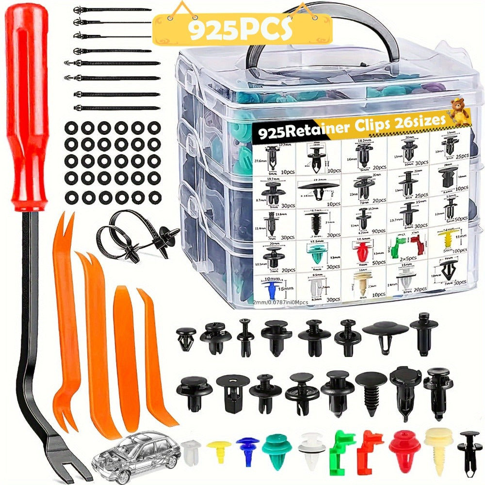 Car Retainer Clips Push Fasteners Kit Bumper Plastic Rivets Assortment for Auto Interior Exterior Trim Panel Body Clips - 113 to 928 Pcs