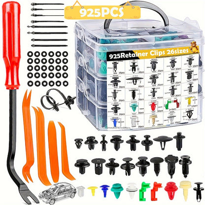 Car Retainer Clips Push Fasteners Kit Bumper Plastic Rivets Assortment for Auto Interior Exterior Trim Panel Body Clips - 113 to 928 Pcs