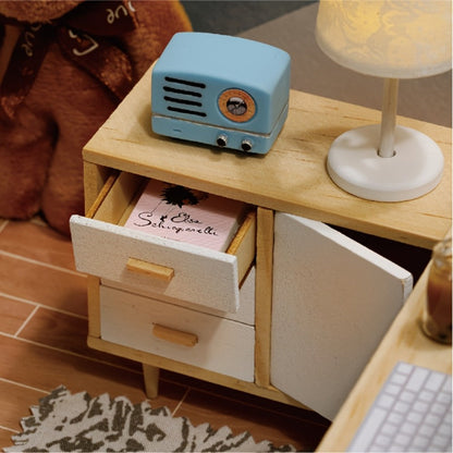 DIY Miniature House Kit Sunshine Study – Handmade Wooden Building Model Mini Collection Scene Home Decoration Shelf Display, Creative Craft Gift for Adults Teens Birthday Christmas Valentine's Day