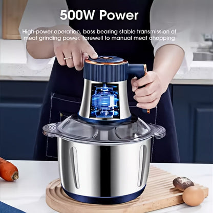 Electric Food Chopper & Processor 5L Stainless Steel - 40000 RPM Motor, 6 Bi-Level Blades, Meat Grinder & Vegetable Slicer for Kitchen, Onion, Garlic, Nuts, Fruit, Dough & More