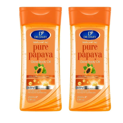 Papaya Brightening Body Oil 2pcs Multi-Use Non-Greasy Fast-Absorbing – Moisturizing Glow Oil for Skin Hair Nails Scalp, All Skin Types Skincare Gift Set for Women