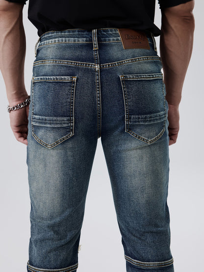 Men's Slim Fit Jeans - Vintage Wash Patchwork