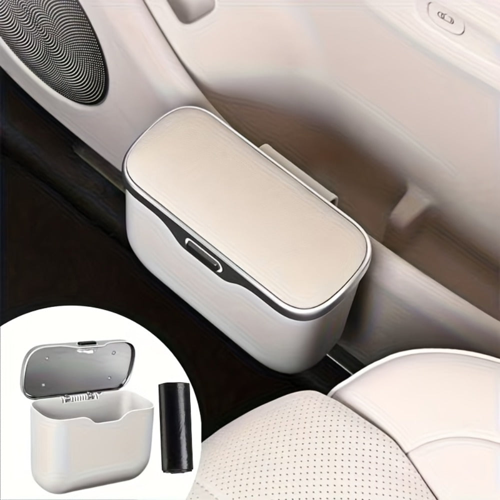 Car Trash Can with Garbage Bags – ABS Microfiber Mount, Dry & Wet Use, No-Damage Install, Fits 99% of Cars – Space-Saving Vehicle Waste Bin