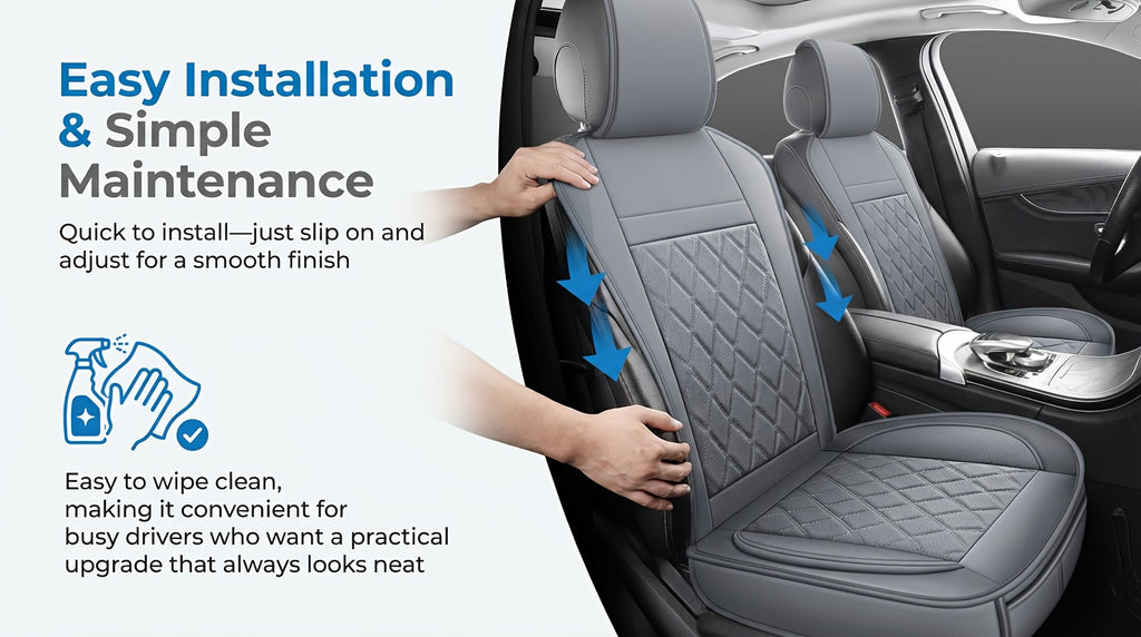 Front Seat Covers for Cars, Universal Fit Bucket Seat Protector Set, Full Surround High-Back Design, Anti-Slip Backing, Easy to Install, Fits Most Cars, SUVs & Trucks