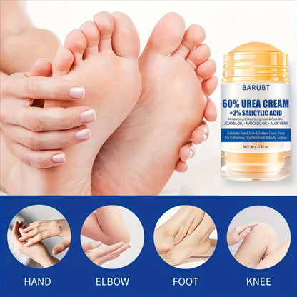 Cracked Heel Cream 2pcs – Salicylic Acid & Urea Foot Repair Cream with Aloe Vera Beeswax for Dry Feet Knees Elbows Hands | Deep Moisturizing Heel Balm Stick Unisex 40g