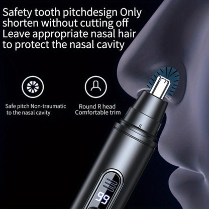 Nose Hair Trimmer Electric Painless 3-in-1 USB Rechargeable with LED Display – Trims Nose Ear Hair Eyebrows Waterproof Grooming Device for Men Women