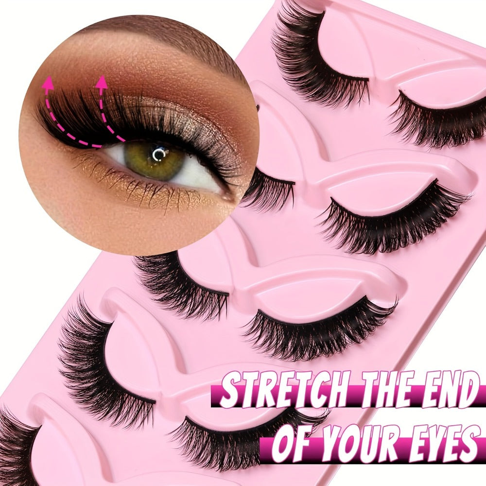 180 Pairs False Eyelashes Bulk Value Pack — Long Thick Cat Eye Strip Lashes, 6 Packs of 30 Pairs Flexible Clear Band Reusable Wispy Lashes for Glamorous Eye Makeup, Holiday Gift & Everyday Wear