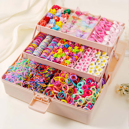 Girls' Hair Accessories Set 748-Piece - Clips and Ties