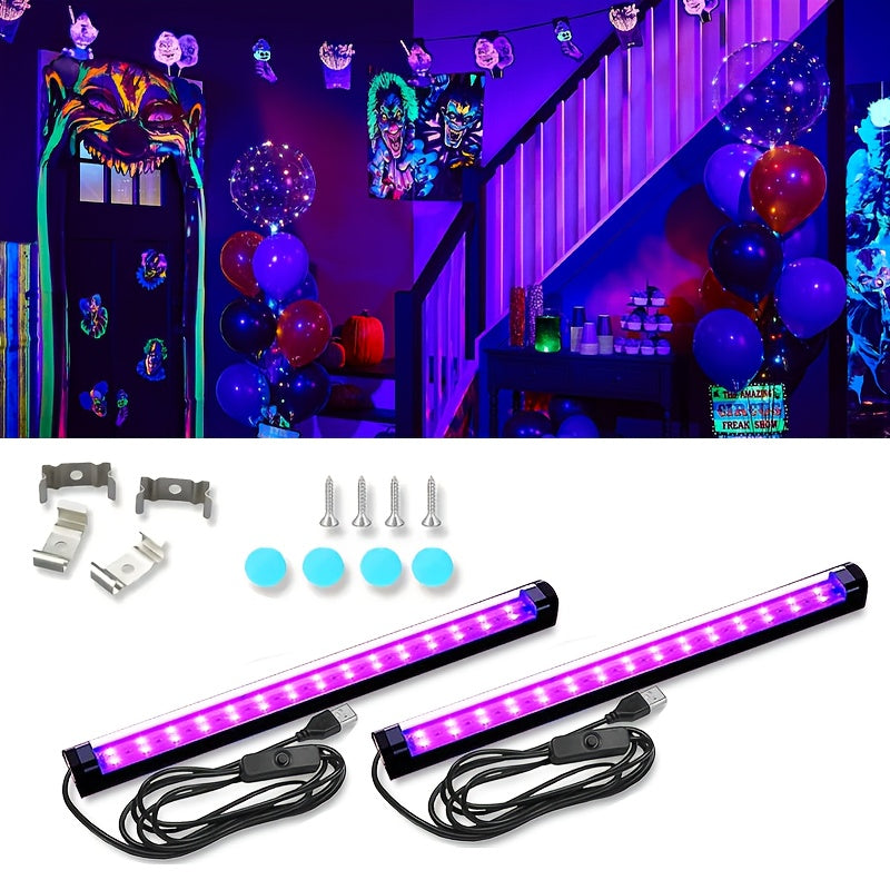 8pcs/6pcs/2pcs Black Light Strips, 10W 1ft Upgraded UV LED Black Light Strips, Luminous Parties, Posters, Tapestays, Room And Bedroom Decorations, Car Body Paint, Halloween Decoration