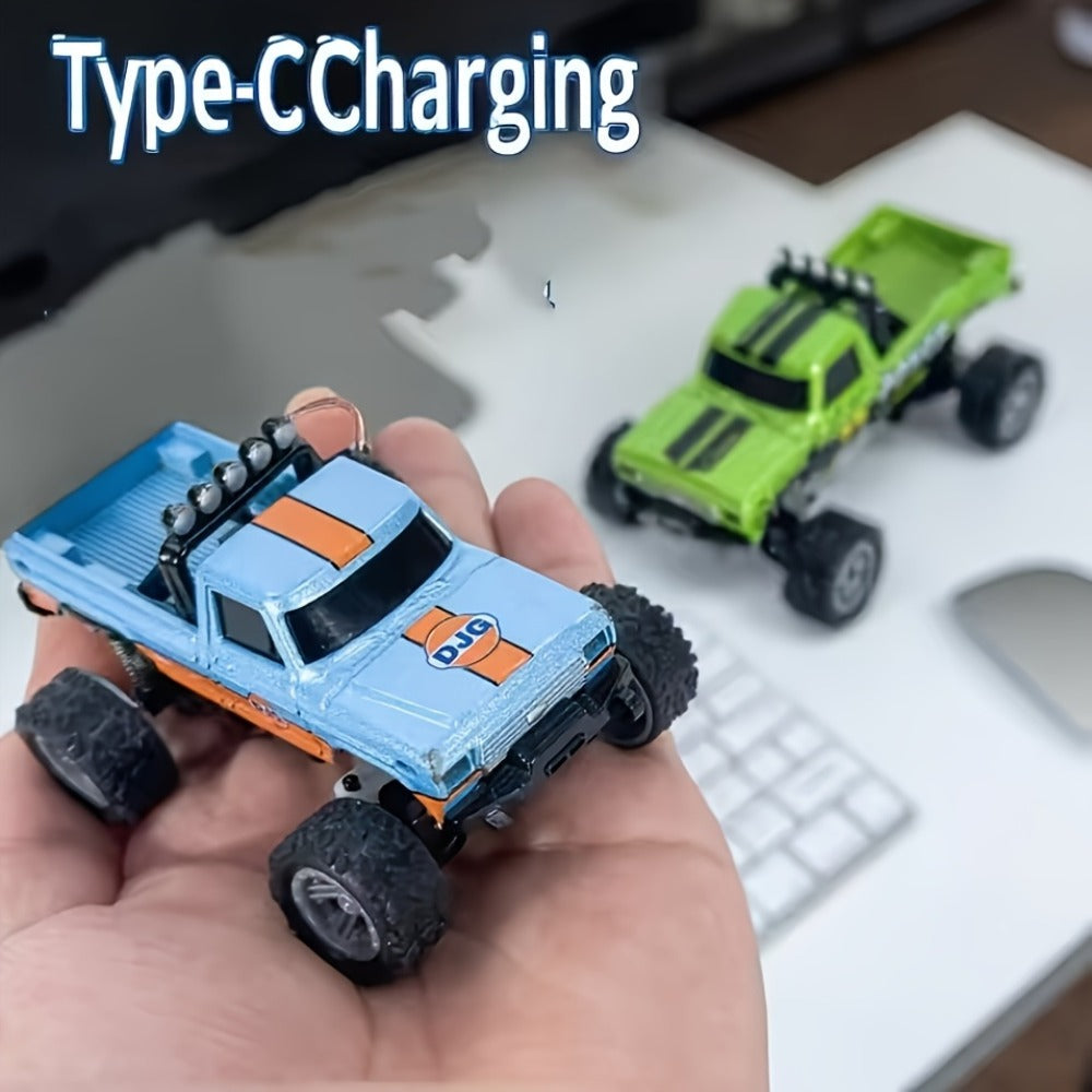Mini RC Car 1/64 Scale High-Speed Off-Road Monster Truck – 2.4GHz Alloy Die-Cast Remote Control Car with Shock Absorber, All-Terrain Climbing RC Toy Gift for Kids Adults Boys