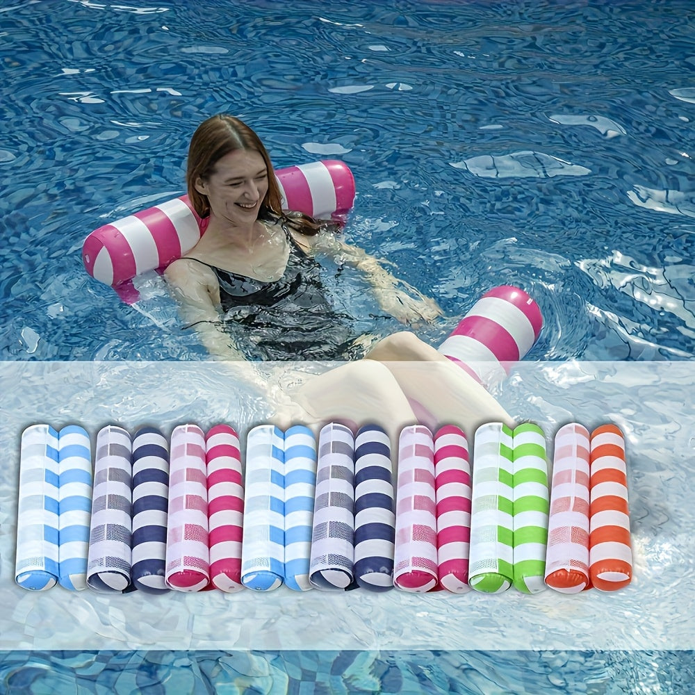 Heavy Duty Inflatable Pool Float Hammock for Adults – 4-in-1 Lounge Chair Saddle Drifter & Floating Bed, Striped Multi-Pack 3 or 8 Pack for Pool Lake River Summer