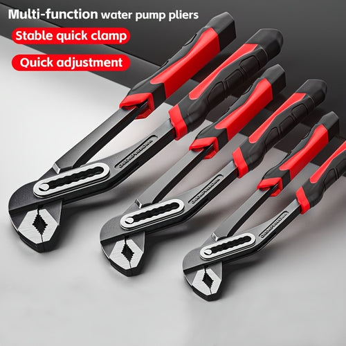 One multifunctional water pump clamp with adjustable heavy-duty wrench, 8 inches 10 inches 12 inches large opening quick adjustment tool, used for pipeline and bathroom construction, car maintenance, suitable for use in four seasons.