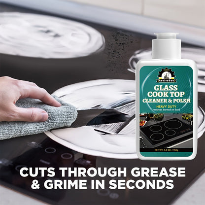 Glass Cooktop Cleaner and Polish – Powerful Stain Remover, Removes Oil Film, Water Spots & Burnt-On Residue, Long-Lasting Surface Protection for Ceramic & Induction Cooktops – 5 Pack Value Set