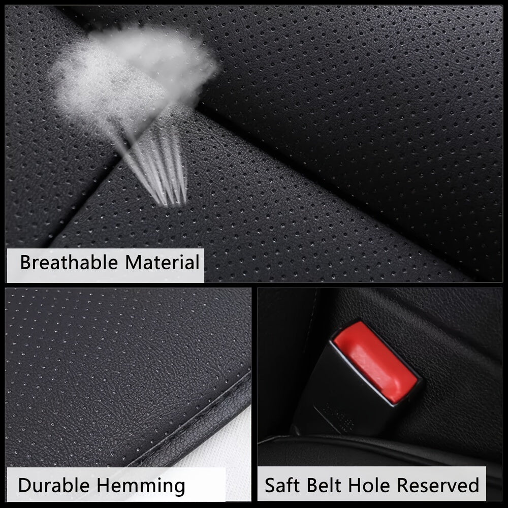 Premium PU Leather Car Seat Covers - Universal Fit, Full Surround Front Seat Cushion Protector, Breathable & Machine Washable, Durable, Padded, And Easy to Install, Available In Beige/Black/Gray