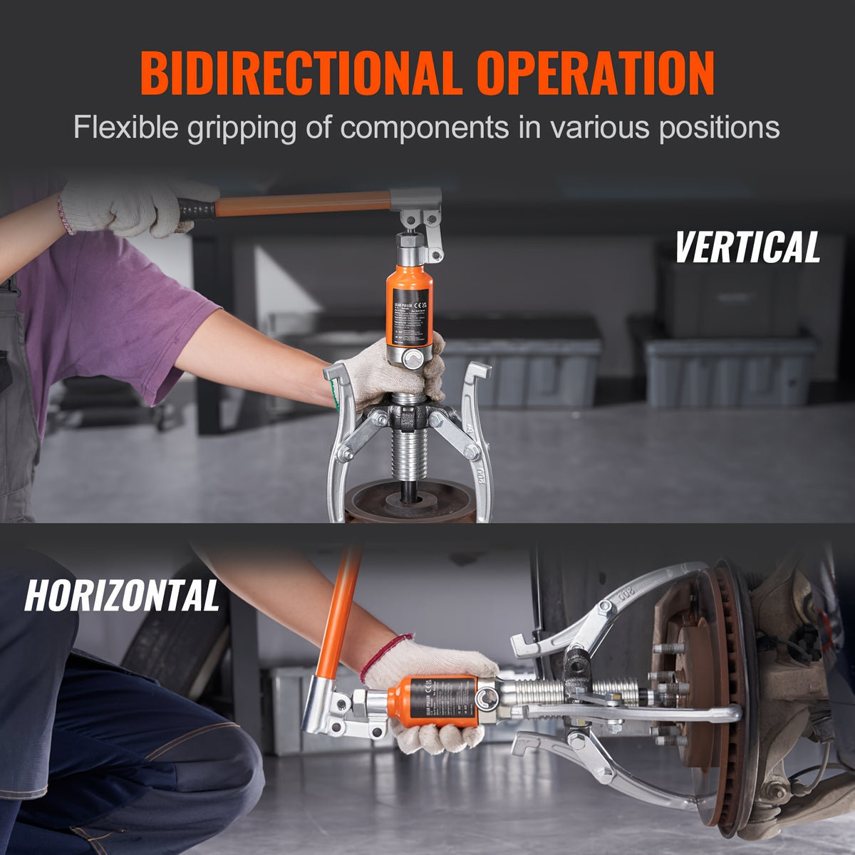 VEVOR Hydraulic Gear Puller, 5 Ton Max Capacity Wheel Bearing Pulling Separator, 2 Or 3 Jaws Puller, Vertically And Horizontally, 8" Jaw Hydraulic Puller With Case For Pulling Hubs