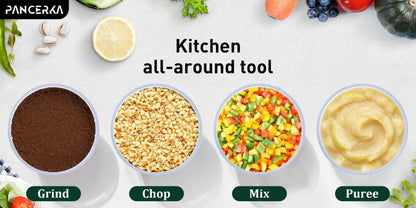Electric Food Chopper Mini Food Processor – One-Touch 600ml Vegetable Chopper with 4 Stainless Steel Blades, Meat Grinder Blender for Garlic, Fruits, Smoothie, Puree, Black