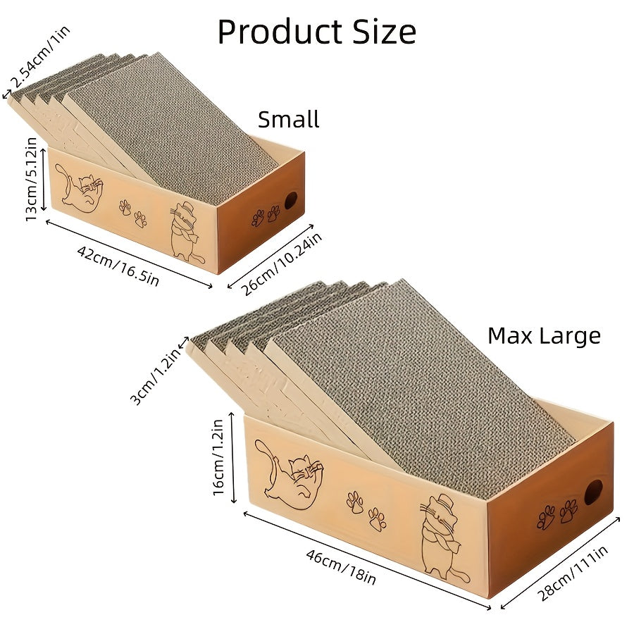 Cardboard Cat Scratching Board 5pcs Reversible Extra Large with Box Indoor Cat Scratch Pad Sofa Resting Playing Lounge Set Regular and XL