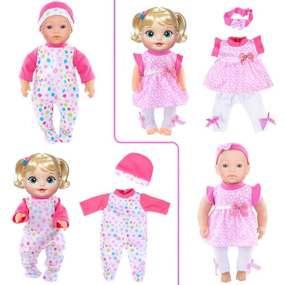 10-Set Baby Doll Clothes for 10 12 14 Inch Dolls – Variety Fashion Outfits Set, Soft Safe Fabric, Easy On Off, Birthday Christmas Gift for Girls Ages 3+ (Doll Not Included)