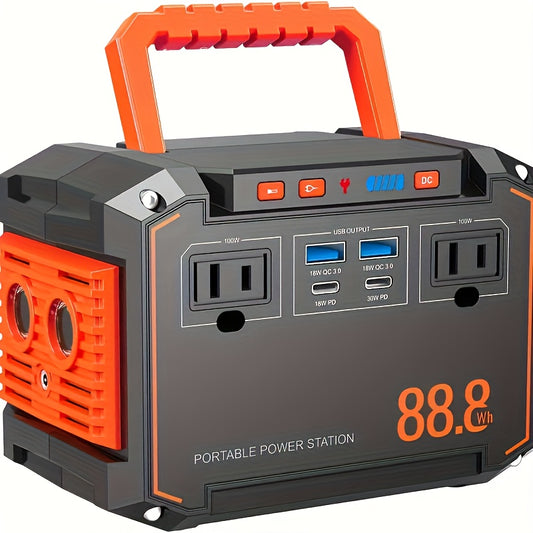[Portable, Outdoor Camping] 88.8Wh/111Wh/240Wh Portable Generator Power Station, Including 30W/60W Solar Panel (Optional), Backup Battery, AC/DC/USB Ports, Suitable for Camping Tents, Emergency Outdoor Home Use, CPAP, Fans, Laptops, Mini Fridges, Emergenc