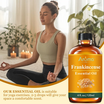 Frankincense Essential Oil 4.06oz Pure Aromatherapy Oil for Diffuser, Humidifier & Body Massage – Calming Grounding Scent for Meditation, Yoga & Relaxation, Unisex Wellness Gift