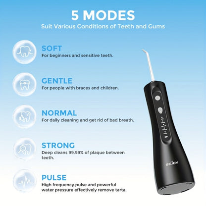 Portable Water Flosser Oral Irrigator – USB Rechargeable Cordless Dental Tooth Cleaner with 10.14oz Reservoir for Deep Clean, Braces, Implants, Home & Travel