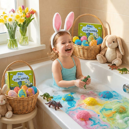 Dinosaur Egg Bath Bombs with Surprise Inside 9 Pack - Kids Fizzy Bath Balls with Hidden Dinosaur Toy, Bubble Gum Scent, Fun Educational Birthday Christmas Easter Gift for Boys Girls Ages 3+