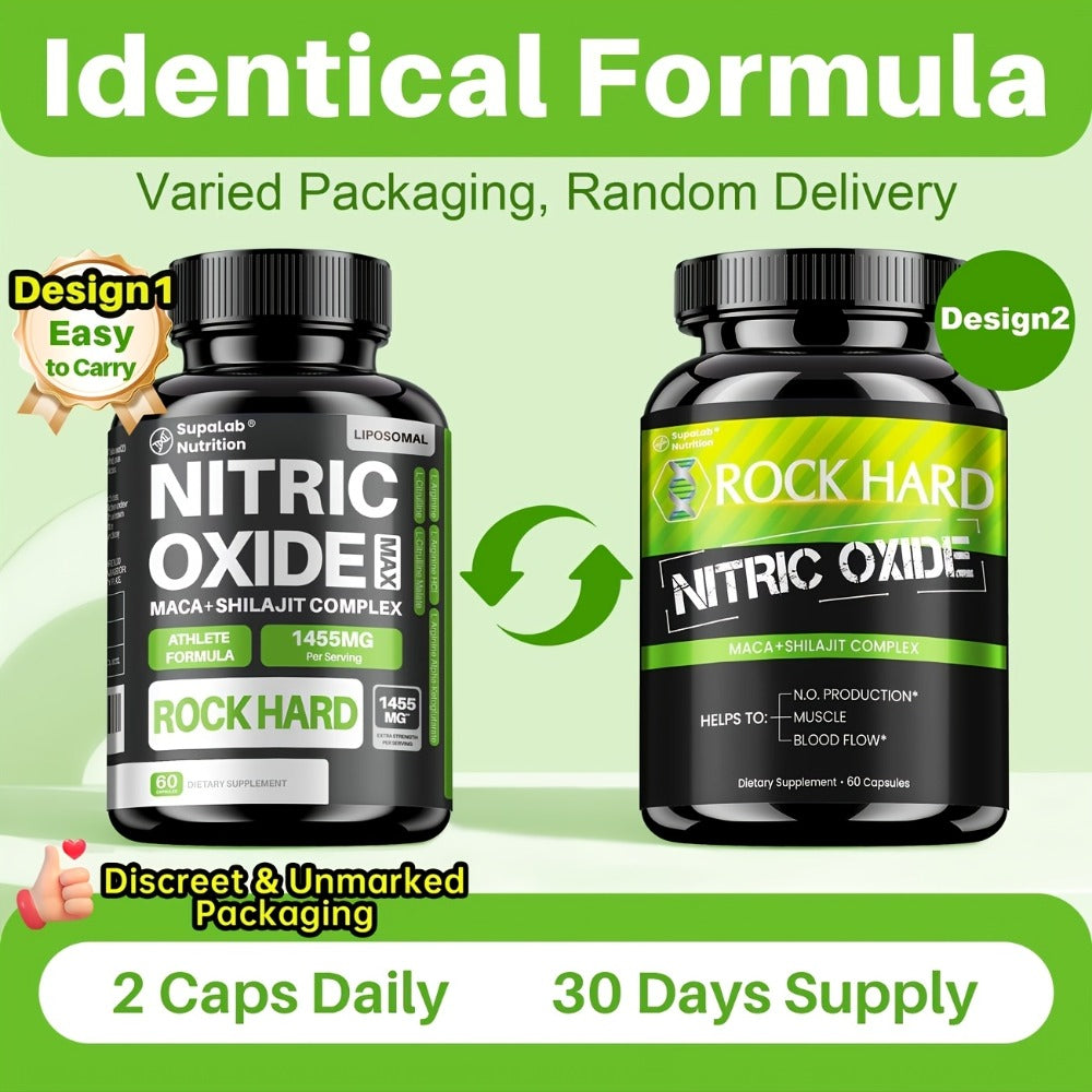 L-Arginine & L-Citrulline Nitric Oxide Supplement for Men - Boosts Blood Flow, Muscle Pump, Energy, Focus & Cardiovascular Health - Stimulant-Free Men's Daily Vitality Capsules 60 Count