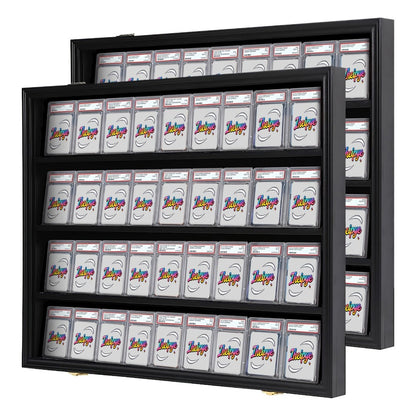 Sports Card Display Case 36 Slots Lockable Wall Frame – UV Protection Acrylic | Baseball Basketball Football Hockey Trading Cards | Black Cabinet Collector Gift