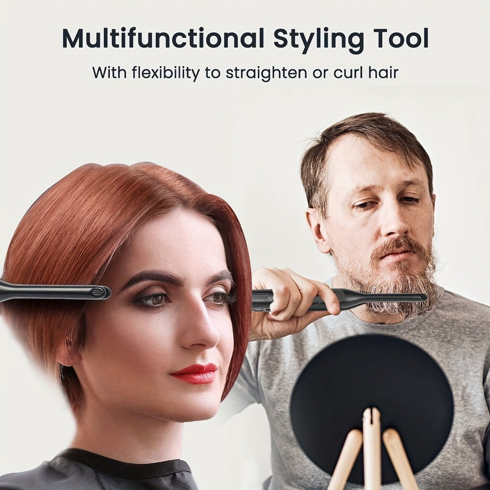 Root Crimper & Hair Straightener Curling Iron 2-in-1 with 4-Mode Adjustable Temp, Fast Heat-Up Wavy Hair Crimper Flat Iron for Women — Professional Salon & Home Travel Styling Tool, Black