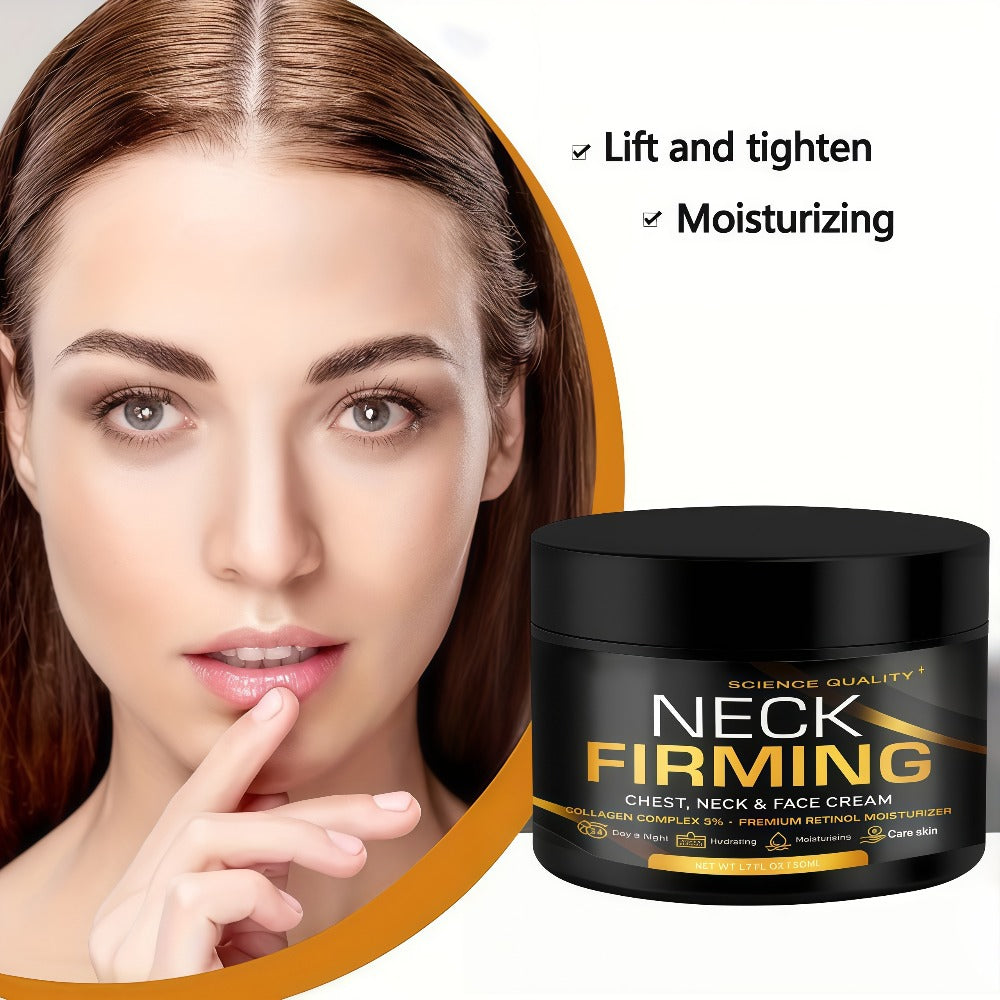 Neck Firming Cream with Retinol Collagen & Hyaluronic Acid 50ml - Day Night Anti-Aging Lifting Moisturizer Tightens Crepey Skin on Face Chest & Neck for Women
