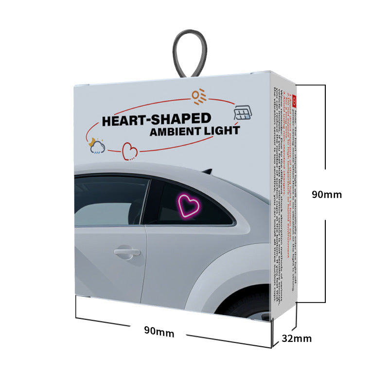Set of 2 Car Interior Neon Heart Lights Available in Blue, Pink, Red, Ice Blue, Rechargeable Via Solar Or USB, Featuring 5 Lighting Modes, Perfect for Decorating Car Dashboards And Home Parties, an Ideal Gift for Couples During Halloween, Christmas
