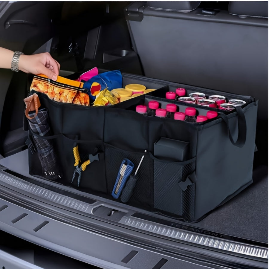 1pc Of Car Trunk Storage Bag - Large Capacity Car Storage Bag With Insulation Layer, Household Storage Bag With Handle, Foldable Trunk Storage Box, Suitable For SUVs And Sedans, Sturdy Foldable Car Storage Bag For Storing Car Parts, Tools
