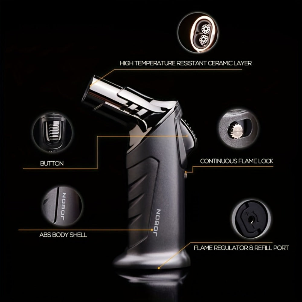 Butane Torch Lighter Gift Set 2500°F, Refillable with Safety Lock & Adjustable Flame, High-Temperature Kitchen Cooking Camping Outdoor Torch, Gift Box Included, Gas Not Included