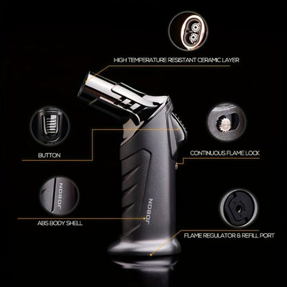 Butane Torch Lighter Gift Set 2500°F, Refillable with Safety Lock & Adjustable Flame, High-Temperature Kitchen Cooking Camping Outdoor Torch, Gift Box Included, Gas Not Included