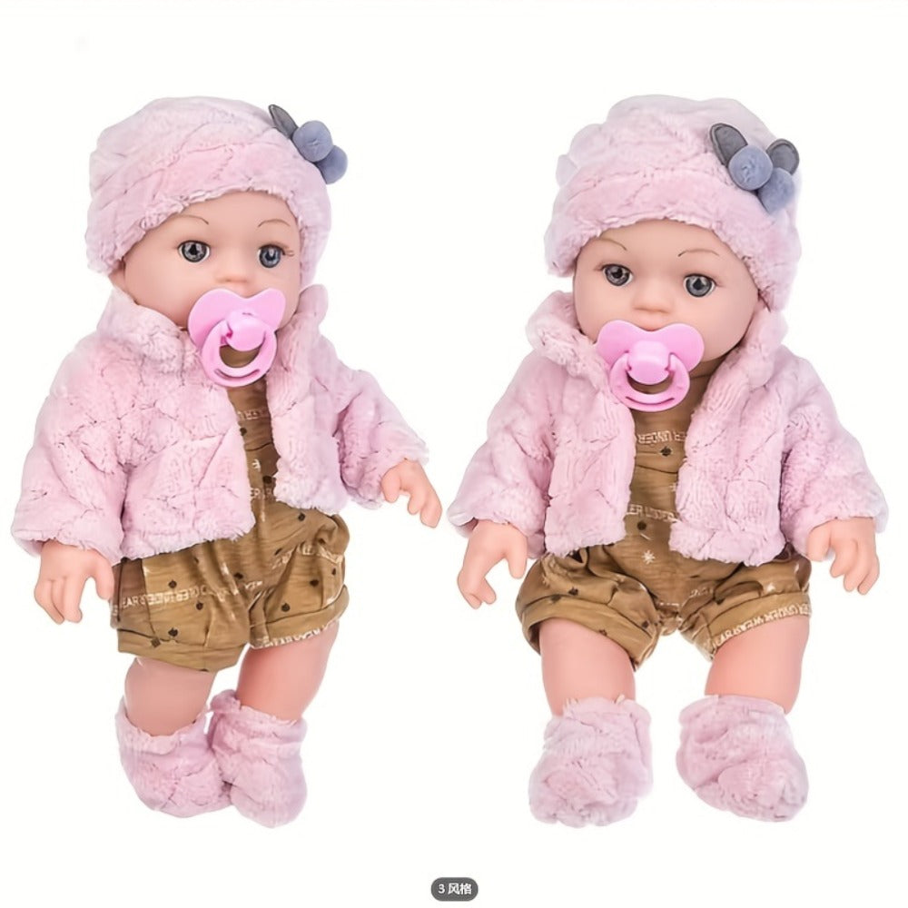 Reborn Baby Doll 12 Inch Lifelike Soft Newborn with Hat Socks & Pacifier Set – Realistic Pink Plush Silicone-Feel Doll Gift for Girls Kids Toddlers Birthday Christmas Valentine's Day Ages 3+