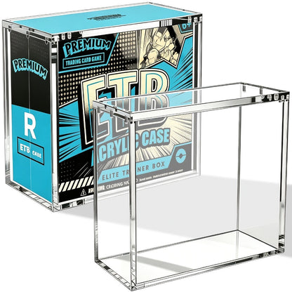 Pokemon Acrylic Display Case with UV Protection – 6MM Thick Crystal Clear Case for Booster Box & Elite Trainer Box, Self-Closing Cover, Polished Corners, Collector Gift