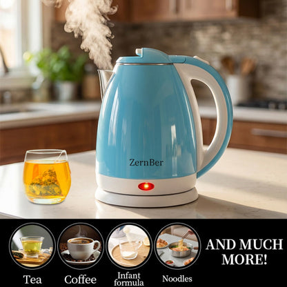 Electric Kettle 60oz 1000W with LED Indicator – Fast Boiling Hot Water Kettle with Heating Base, Auto Shut-Off & Boil-Dry Protection, Perfect for Coffee & Tea, Ideal Holiday Gift – Blue