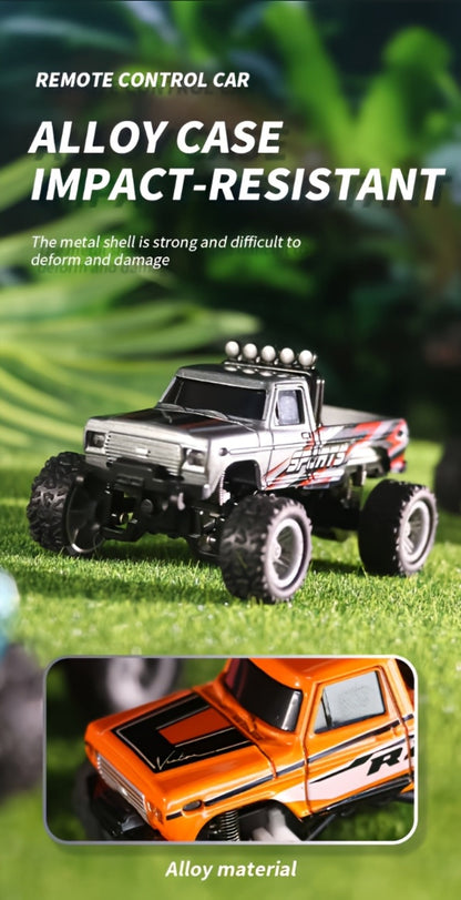 Mini RC Car 1/64 Scale High-Speed Off-Road Monster Truck – 2.4GHz Alloy Die-Cast Remote Control Car with Shock Absorber, All-Terrain Climbing RC Toy Gift for Kids Adults Boys