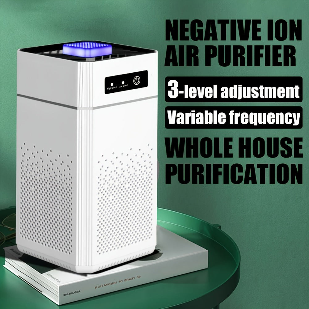 Portable Negative Ion Air Purifier with HEPA Filter, USB Powered Desktop Air Cleaner Removes Odors Dust Smoke Pollen, 51-150 m³/h Airflow, Compact Air Purifier for Bedroom Office Car Travel